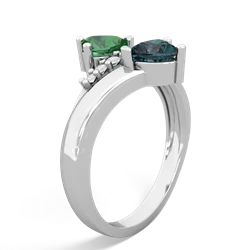 Lab Emerald Heart To Heart 14K White Gold ring R2064