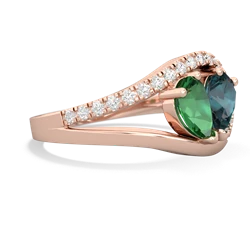 Lab Emerald Nestled Heart Keepsake 14K Rose Gold ring R5650