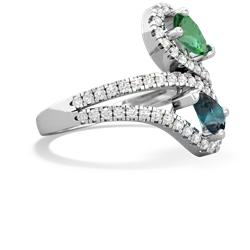 Lab Emerald Diamond Dazzler 14K White Gold ring R3000