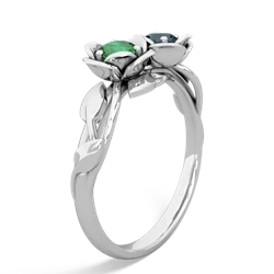 Lab Emerald Rose Garden 14K White Gold ring R5510