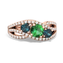 Lab Emerald Three Stone Aurora 14K Rose Gold ring R3080