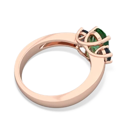 Lab Emerald Three Stone Oval Trellis 14K Rose Gold ring R4024