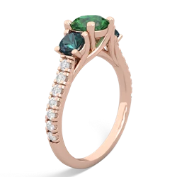 Lab Emerald Pave Trellis 14K Rose Gold ring R5500