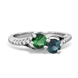 Lab Emerald Infinity Pave Two Stone 14K White Gold ring R5285