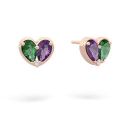 Lab Emerald 'Our Heart' 14K Rose Gold earrings E5072