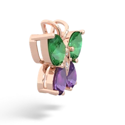 Lab Emerald Butterfly 14K Rose Gold pendant P2215