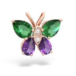 Lab Emerald Butterfly 14K Rose Gold pendant P2215