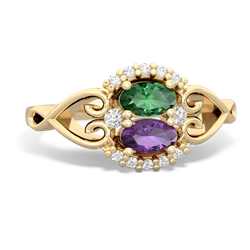 Lab Emerald Love Nest 14K Yellow Gold ring R5860