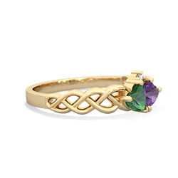 Lab Emerald Heart To Heart Braid 14K Yellow Gold ring R5870