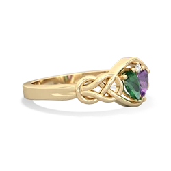 Lab Emerald Celtic Love Knot 14K Yellow Gold ring R5420