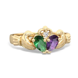 Lab Emerald 'Our Heart' Claddagh 14K Yellow Gold ring R2388