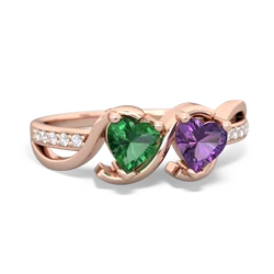 Lab Emerald Side By Side 14K Rose Gold ring R3090