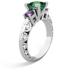 Lab Emerald Eternal Embrace Engagement 14K White Gold ring C2001