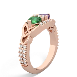 Lab Emerald Sparkling Celtic Knot 14K Rose Gold ring R2645