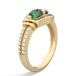 Lab Emerald Art-Deco Keepsake 14K Yellow Gold ring R5630