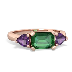 Lab Emerald Three Stone 14K Rose Gold ring R5235