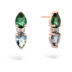 Lab Emerald Bowtie Drop 14K Rose Gold earrings E0865
