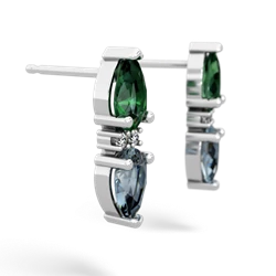 Lab Emerald Bowtie Drop 14K White Gold earrings E0865