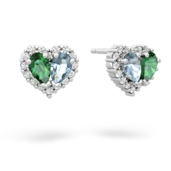 Lab Emerald Halo 14K White Gold earrings E7008