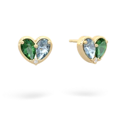 Lab Emerald 'Our Heart' 14K Yellow Gold earrings E5072