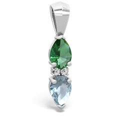 Lab Emerald Bowtie Drop 14K White Gold pendant P0865