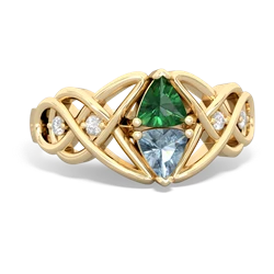 Lab Emerald Keepsake Celtic Knot 14K Yellow Gold ring R5300