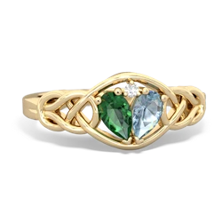 Lab Emerald Celtic Love Knot 14K Yellow Gold ring R5420