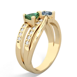 Lab Emerald Bowtie 14K Yellow Gold ring R2360