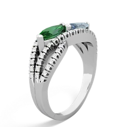 Lab Emerald Diamond Rivers 14K White Gold ring R3070