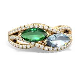 Lab Emerald Diamond Rivers 14K Yellow Gold ring R3070