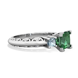 Lab Emerald Eternal Embrace Engagement 14K White Gold ring C2001