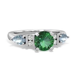 Lab Emerald 6Mm Round Eternal Embrace Engagement 14K White Gold ring R2005