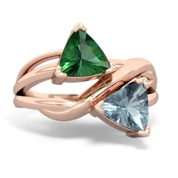 Lab Emerald Split Band Swirl 14K Rose Gold ring R2341