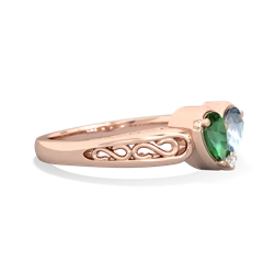 Lab Emerald Filligree 'One Heart' 14K Rose Gold ring R5070