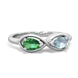 Lab Emerald Infinity 14K White Gold ring R5050