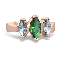 Lab Emerald Three Peeks 14K Rose Gold ring R2433