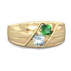 Lab Emerald Men's Streamline 14K Yellow Gold ring R0460