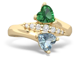 Lab Emerald Heart To Heart 14K Yellow Gold ring R2064