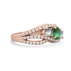 Lab Emerald Three Stone Aurora 14K Rose Gold ring R3080