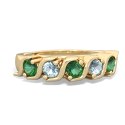 Lab Emerald Anniversary Band 14K Yellow Gold ring R2089