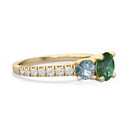 Lab Emerald Pave Trellis 14K Yellow Gold ring R5500