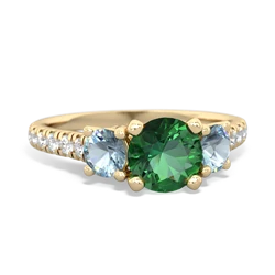 Lab Emerald Pave Trellis 14K Yellow Gold ring R5500