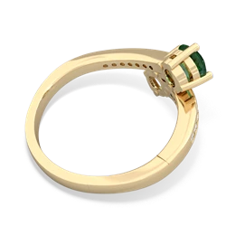 Lab Emerald Channel Set Two Stone 14K Yellow Gold ring R5303