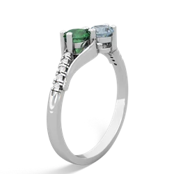 Lab Emerald Infinity Pave Two Stone 14K White Gold ring R5285