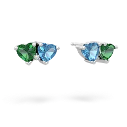 Lab Emerald Sweethearts 14K White Gold earrings E5260