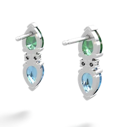 Lab Emerald Bowtie Drop 14K White Gold earrings E0865