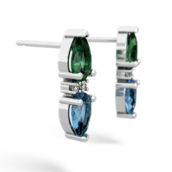 Lab Emerald Bowtie Drop 14K White Gold earrings E0865