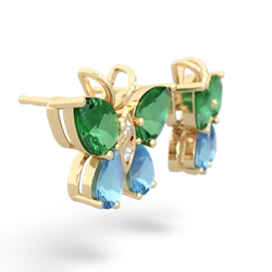 Lab Emerald Butterfly 14K Yellow Gold earrings E2215