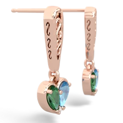 Lab Emerald Filligree Heart 14K Rose Gold earrings E5070