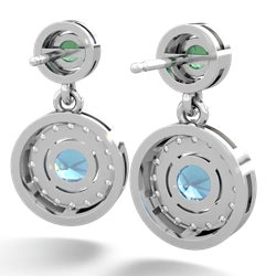 Lab Emerald Halo Dangle 14K White Gold earrings E5319